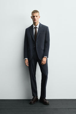 TEXTURED SUIT TROUSERS