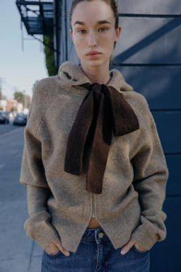 HOODIE CARDIGAN WITH BOW - Zara фото 10