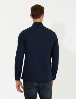 Lacivert Slim Fit Oxford G_mlek