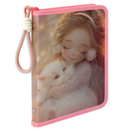 Папка для школьных тетрадей пластиковая Феникс+, арт. 72367/ 12 ДЕВОЧКА В НАУШНИКАХ И КОТЕНОК (полип