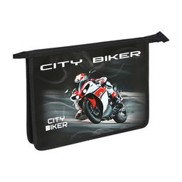 Папка для тетрадей А4, 340×245×50 мм, молния сверху, объемный 3D рисунок, «Сити байкер»