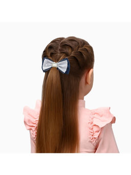 Цена за 6 шт. Бант для волос на резинке «Школьница», двойной, горох, 6.5 см, сине-белый