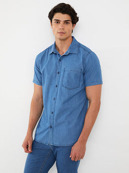 Regular Fit K?sa Kollu Erkek Jean G?mlek