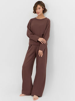Комплект домашний Mark Formelle джемпер и брюки из полиэстера и хлопка шоколад  фото 8