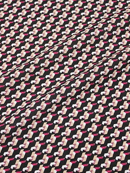 Штапель Стильная графика на черном, ш.1.45м, вискоза-100%, 90гр/м.кв