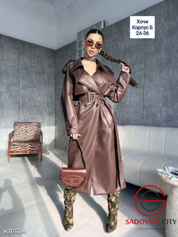 Тренч женский весенний из экокожи