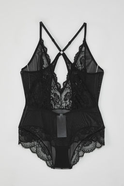 Siyah Tul Dantel Detayl? Kaps?z Orme Body THMSS25BD00008