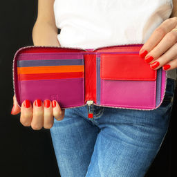 Итальянский кожаный кошелек на молнии DuDu серии Faro | фуксия - Dudubags фото 7