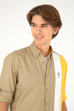 Мужская рубашка цвета хаки с длинным рукавом Неожиданная скидка в корзине - U.s. polo assn фото 2