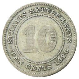 10 центов 1926 года Стрейтс Сетлментс
