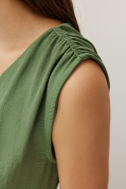 TRENDYOLMILLA Siyah Dugmeli Kolsuz Midi Dokuma Gomlek Elbise TWOSS24EL00442 фото 5