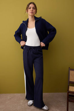 Lacivert Beli Lastikli Wide Leg/Genis Paca Yan? Seritli Pantolon TWOAW26PL00042 - Trendyolmilla фото 2