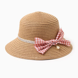 Шляпа для девочки MINAKU с бантом, коричневая, размер 52