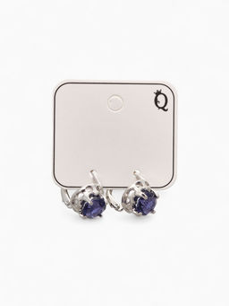 Серьги со стразами Эдель кружок, сине-фиолетовые в серебре