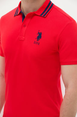 U. S. Polo Assn Мужская красная базовая футболка с воротником-поло - U.s. polo assn фото 7