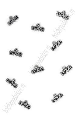 Подвеска металл 1,2*0,5 см "Love" (20 шт) SF-7745, серебро