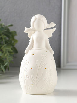 Сувенир керамика свет "Девочка в платье с растениями" белый 3хLR44 6,6х6,2х13,5 см