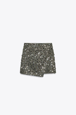 SEQUIN CROSSOVER MINI SKIRT - Zara фото 6