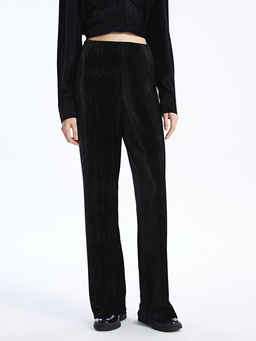 Beli Lastikli D?z Geni? Pa?a Kad?n Pantolon