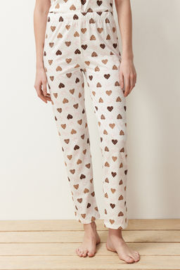 Ekru %100 Pamuklu Kalpli Orme Pijama Tak?m? THMSS24PT00338