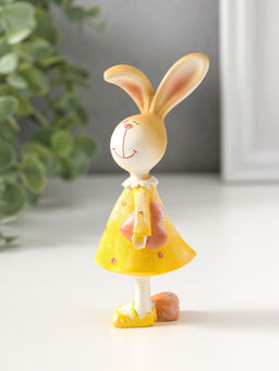 Фигурка полистоун Зайка в жёлтом платьице, с розовым сердечком, 12.5 см