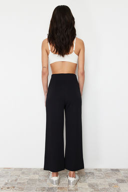 Siyah Culotte Fit Kesik Detayl? Yuksek Bel Pantolon TWOSS24PL00036