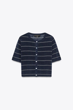 STRIPED KNIT CROPPED JACKET - Zara фото 6