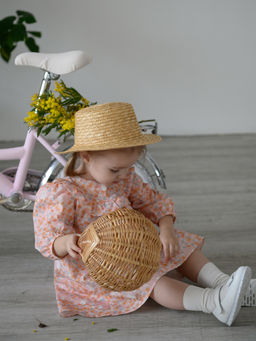Платье из хлопкового поплина зайчики в цветах, розовый - Lesi kids фото 9