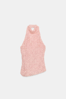 TOP CUELLO HALTER ASIM?TRICO / Blanco / Rosa - Zara фото 6