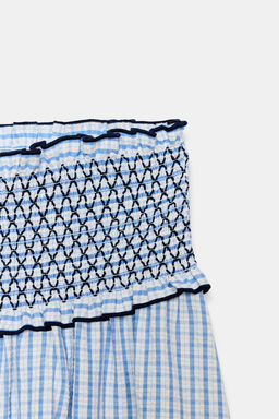 EMBROIDERED CHECK MIDI SKIRT - Zara фото 7