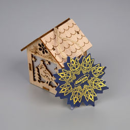 Ёлочная игрушка Домик с птицей, 8х5х6 см, 1 LED, от батареек, свечение тёплое белое - Luazon lighting фото 4