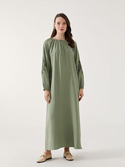 Bisiklet Yaka ?i?ek Nak??l? Kad?n Elbise