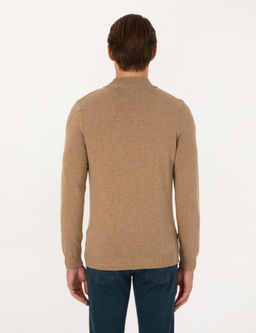 Camel Melanj Slim Fit Yar_m Bal_k__ Yaka Basic Triko Kazak - Pierre cardin фото 5