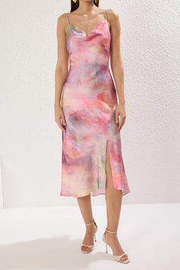 TRENDYOLMILLA Siyah Astarl? Dokuma Saten S?k Abiye Elbise TPRSS19BB0058 фото 26