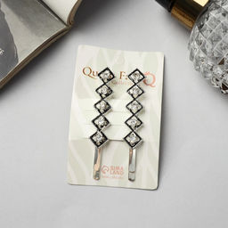 Цена за 2 шт. Невидимки для волос «Джаннет», набор 2 шт., куб, 6.5 см, серебро