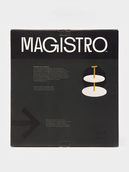 Этажёрка для фруктов и десертов Magistro Marble, 2 яруса, d=25/20×26.5 см, мрамор, белая