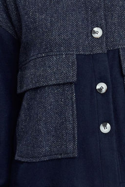 Lacivert Cift Cepli Dokuma Ceket TWOAW24CE00117