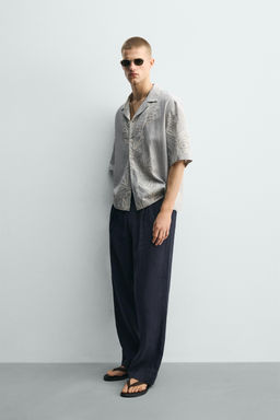 CAMISA JACQUARD BORDADO HOJAS / Celeste - Zara фото 4