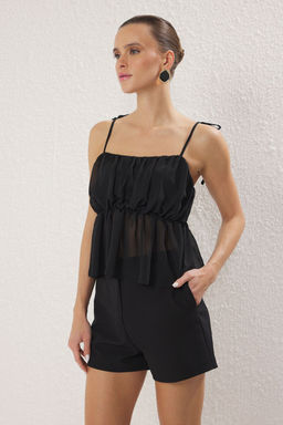 Siyah Sifon Ask?l? Dokuma Bluz TWOSS25BZ00520