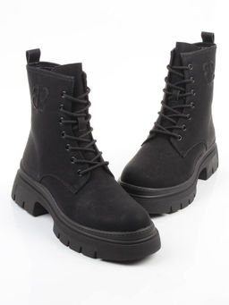04-WD022-1M BLACK Ботинки зимние женские (натуральная кожа, 100% шерсть)