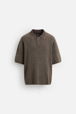 WASHED TEXTURED KNIT POLO SHIRT - Zara фото 7