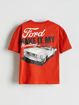 Bisiklet Yaka Ford Bask?l? Erkek ?ocuk Ti??rt