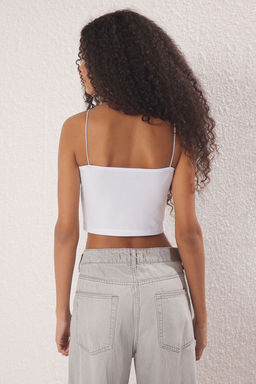 Trendyolmilla Antrasit-Beyaz-Bordo-Bej 4lu Paket Ask?l? Crop Vucuda Oturan Esnek Orme Atlet TWOSS25AL00051  фото 19