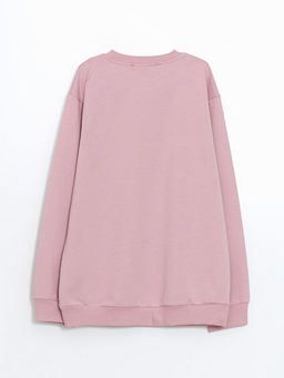 Bisiklet Yaka Bask?l? K?z ?ocuk Sweatshirt