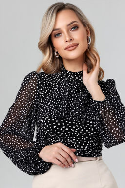 Блузка женская 7065/06/Черный, белый