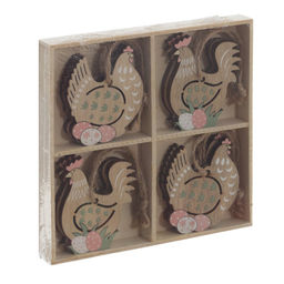 Набор из 8-ми изделий декоративных подвесных "Курица/Петух" (4,5*0,5*6), L12,5 W12,5 H1,5 см