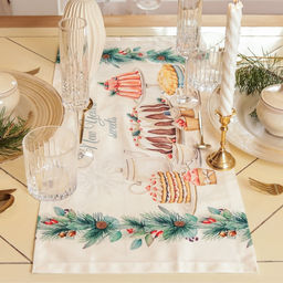 Дорожка на стол Этель New Years treat 30×70 см, 100% хлопок, саржа 190 г/м², белая