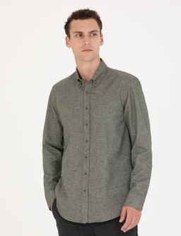 Рубашка Pierre Cardin Slim Fit с длинным рукавом зеленая