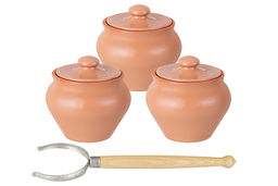 Набор 3-х горшков 600 мл 12,5*12,5*12 см "TerraCotta" с ухватом бежевый