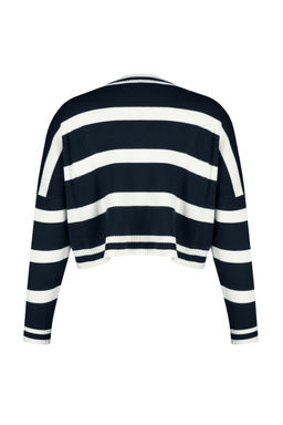 Lacivert Crop Cizgili Triko Kazak TWOAW23KZ00205